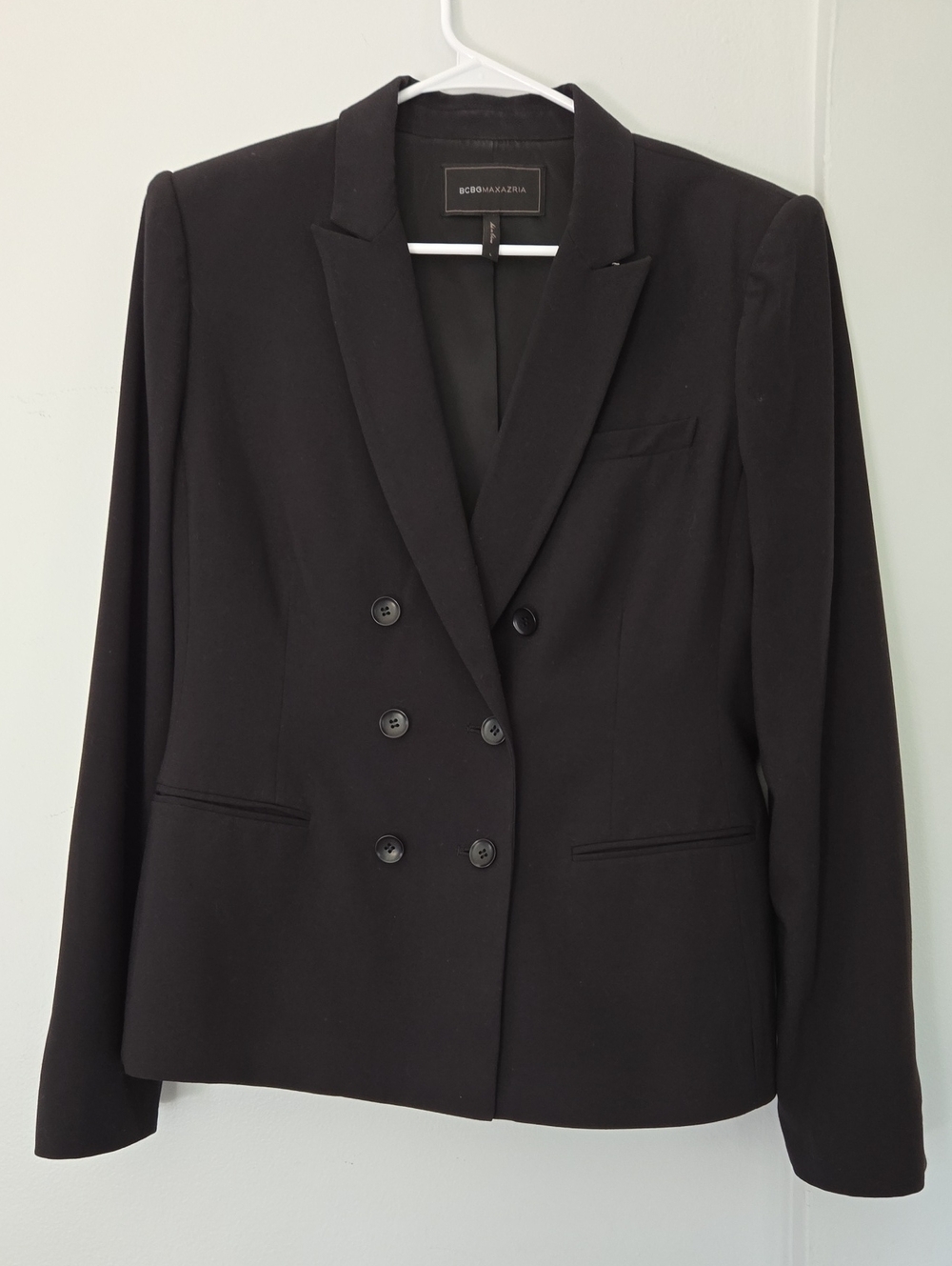 BCBGMaxAzria Black Double-Breasted Tailored Blazer